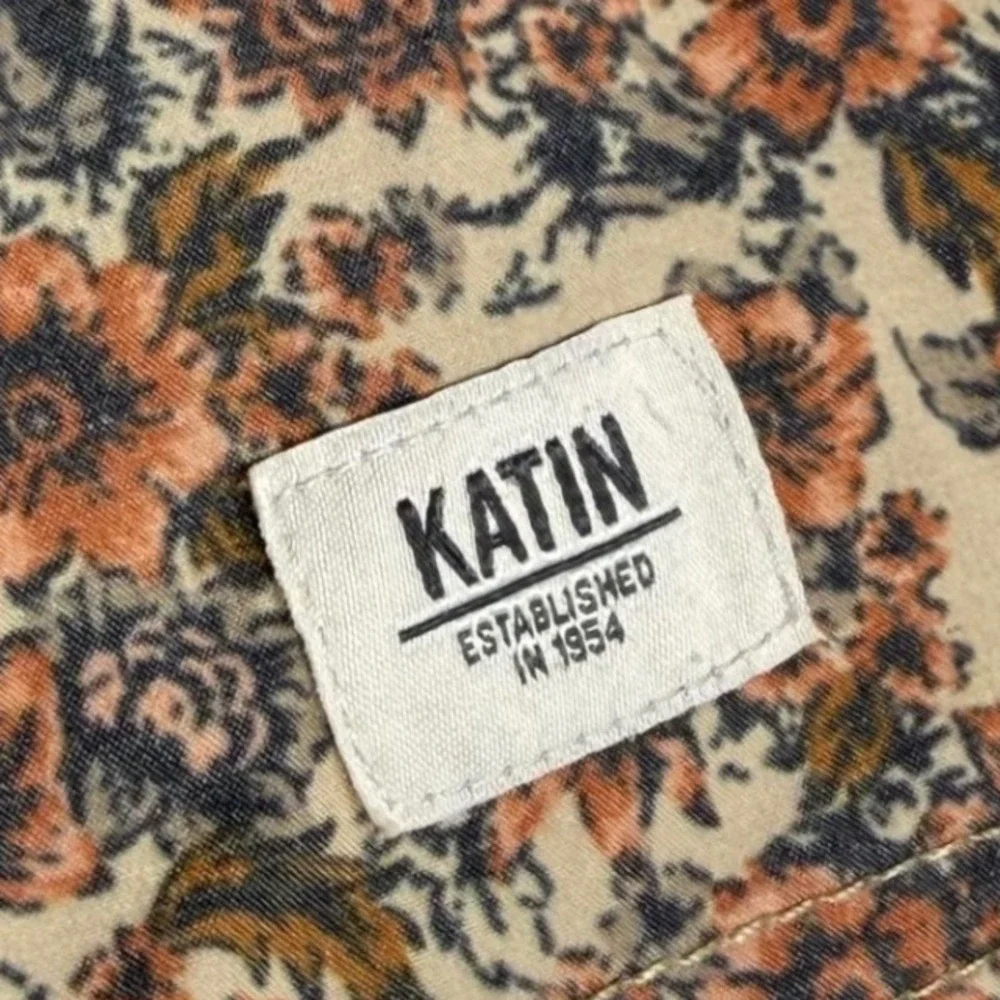 Katin Mens Floral Hybrid Board Shorts Size 32 Tan Orange Grey Surf‎ Trunks 1898